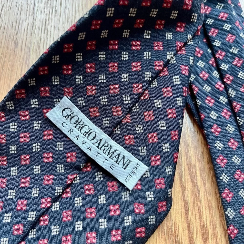 Giorgio Armani Cravatte Black Abstract Tie 100% Silk Made In Italy